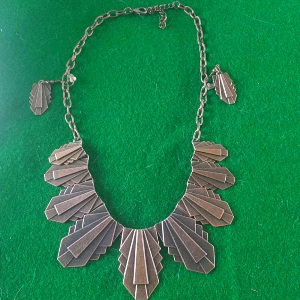Short brass necklace & earrings
